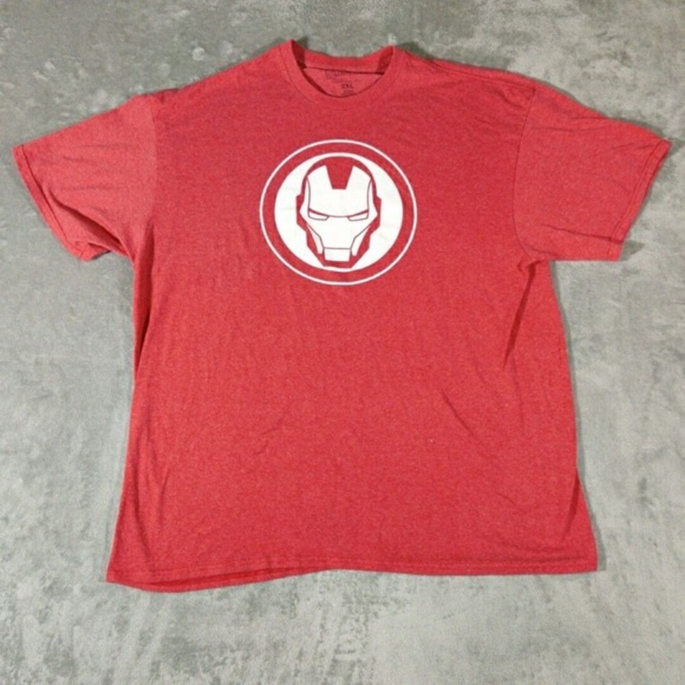 Marvel Iron Man Shirt Mens 2XL Red White Graphic Print Short Sleeve Comic Book‎